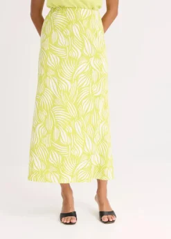 bonprix Bekleidung·Sportbekleidung|Röcke|Jersey-Rock aus Bio-Baumwolle mit Stretch zitrusgelb/wollweiß bedruckt