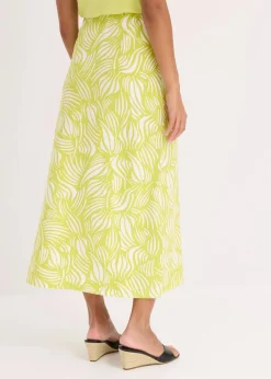 bonprix Bekleidung·Sportbekleidung|Röcke|Jersey-Rock aus Bio-Baumwolle mit Stretch zitrusgelb/wollweiß bedruckt