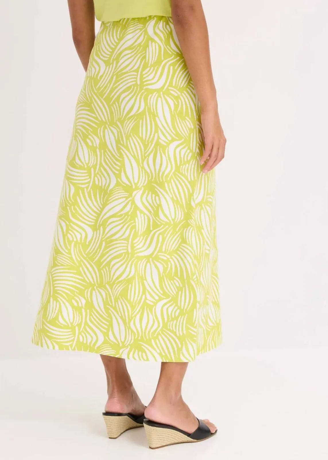 bonprix Bekleidung·Sportbekleidung|Röcke|Jersey-Rock aus Bio-Baumwolle mit Stretch zitrusgelb/wollweiß bedruckt