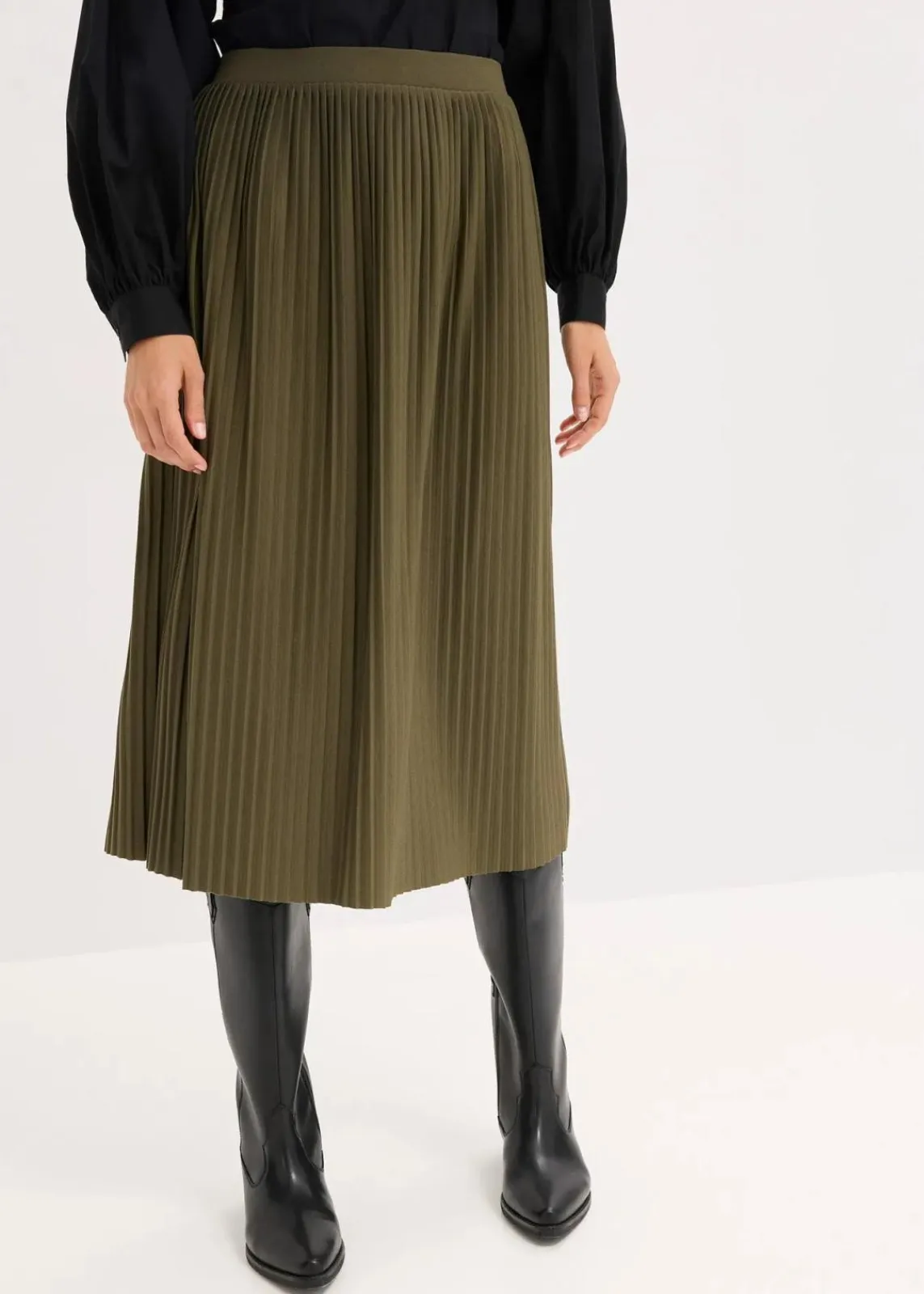 bonprix Bekleidung·Sportbekleidung|Röcke|Jersey-Rock aus fließendem Viskose-Mix dunkeloliv