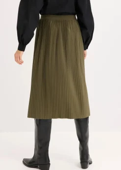 bonprix Bekleidung·Sportbekleidung|Röcke|Jersey-Rock aus fließendem Viskose-Mix dunkeloliv