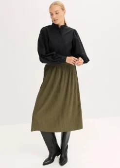 bonprix Bekleidung·Sportbekleidung|Röcke|Jersey-Rock aus fließendem Viskose-Mix dunkeloliv