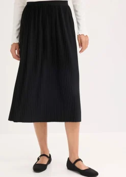 bonprix Röcke|Bekleidung·Sportbekleidung|Jersey-Rock aus fließendem Viskose-Mix schwarz