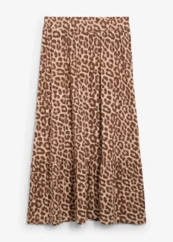 bonprix Bekleidung·Sportbekleidung|Röcke|Jersey-Rock aus Viskose-Mix beige leo bedruckt