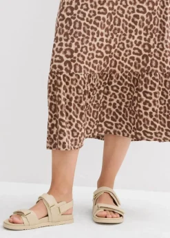 bonprix Bekleidung·Sportbekleidung|Röcke|Jersey-Rock aus Viskose-Mix beige leo bedruckt