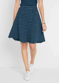 bonprix Bekleidung·Sportbekleidung|Röcke|Jersey-Rock (2er Pack) dunkelblau/weiß gepunktet + schwarz