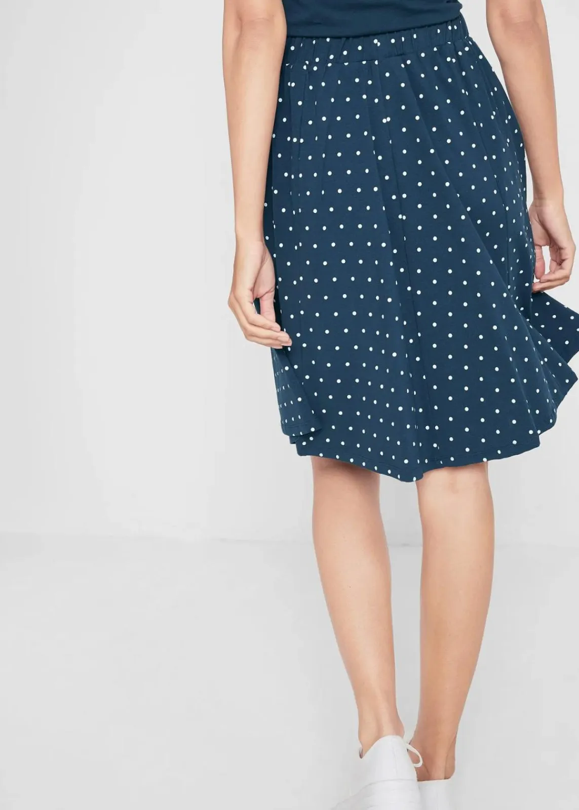 bonprix Bekleidung·Sportbekleidung|Röcke|Jersey-Rock (2er Pack) dunkelblau/weiß gepunktet + schwarz