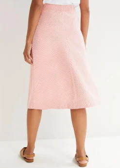 bonprix Nachhaltigere Materialien|Röcke|Jersey-Rock mit Streifen, knieumspielend rauchkoralle/weiß gestreift