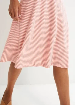 bonprix Nachhaltigere Materialien|Röcke|Jersey-Rock mit Streifen, knieumspielend rauchkoralle/weiß gestreift