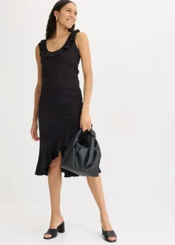 bonprix Bekleidung·Sportbekleidung|Röcke|Jersey-Rock mit Volants schwarz