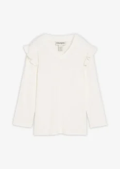 bonprix Nachhaltigere Materialien|Shirts & Tops|Jersey-Shirt aus Baumwollmix wollweiß