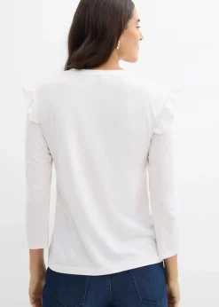 bonprix Nachhaltigere Materialien|Shirts & Tops|Jersey-Shirt aus Baumwollmix wollweiß