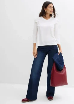 bonprix Nachhaltigere Materialien|Shirts & Tops|Jersey-Shirt aus Baumwollmix wollweiß