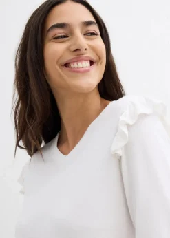 bonprix Nachhaltigere Materialien|Shirts & Tops|Jersey-Shirt aus Baumwollmix wollweiß