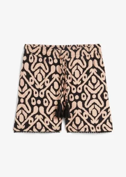 bonprix Bekleidung·Outdoorbekleidung|Bekleidung·Kleider|Jersey-Shorts aus softem Viskose-Mix schwarz/softbeige bedruckt