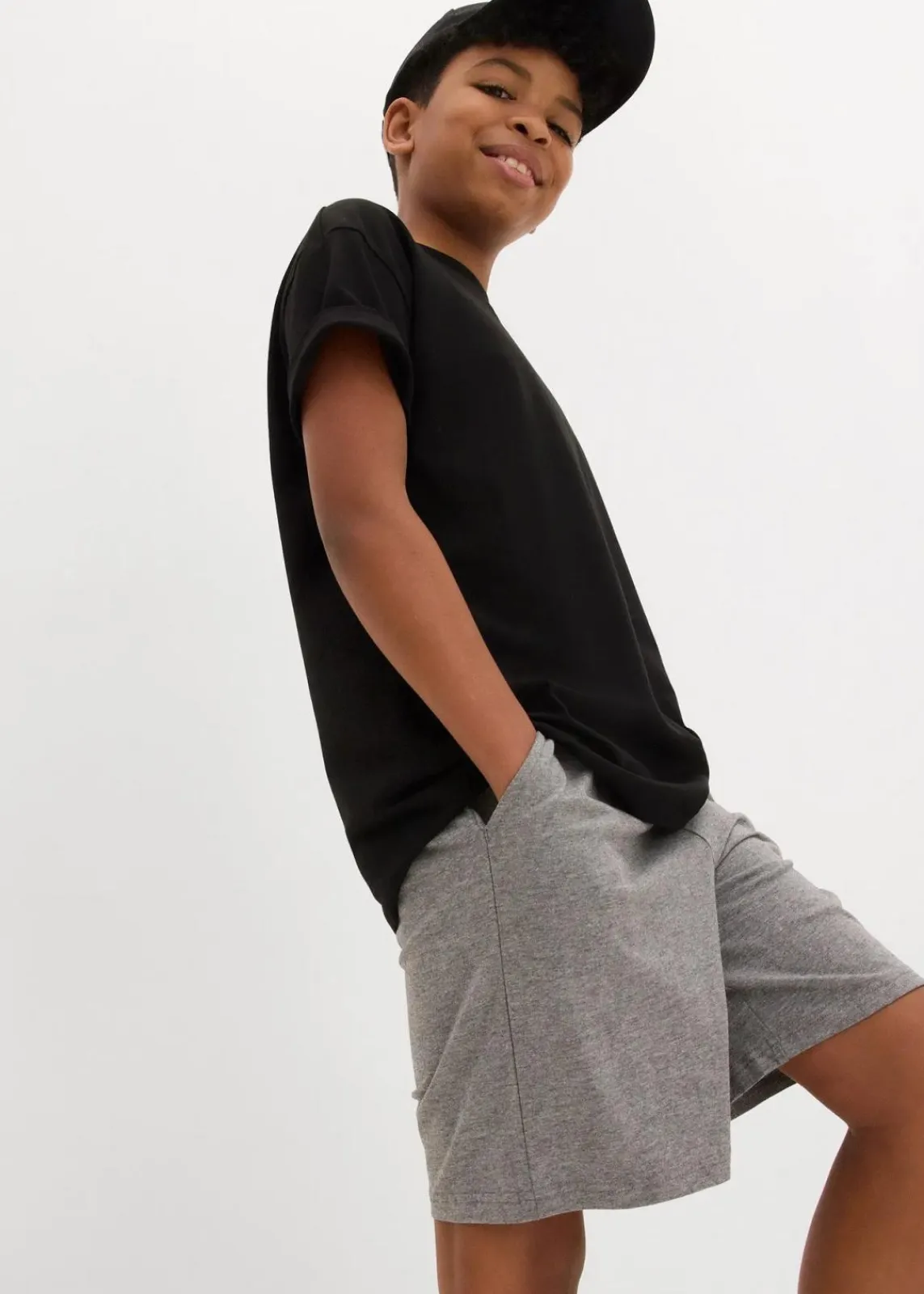 bonprix Jungen 9-16 Jahre·Mehrfachpacks|Jungen 9-16 Jahre·Shorts|Jersey-Shorts (2er Pack) dunkelblau+grau meliert