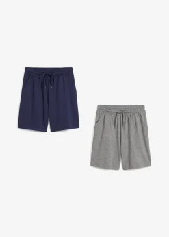 bonprix Jungen 9-16 Jahre·Mehrfachpacks|Jungen 9-16 Jahre·Shorts|Jersey-Shorts (2er Pack) dunkelblau+grau meliert
