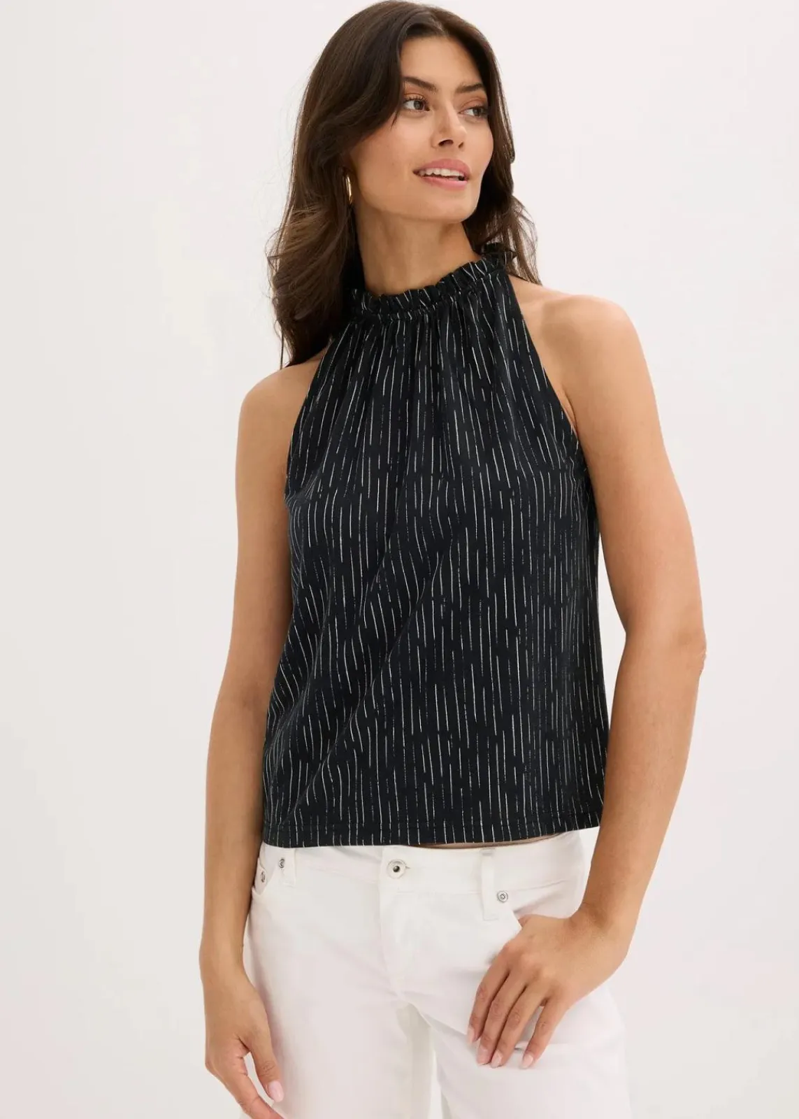 bonprix Shirts & Tops|Jersey-Top schwarz bedruckt