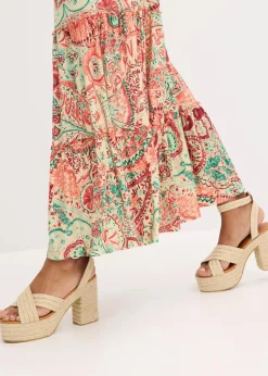 bonprix Bekleidung·Pullover & Strickjacken|Kleider|Jersey-Trägerkleid aus softem Viskose-Mix orange bedruckt