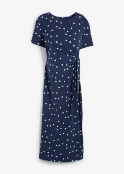 bonprix Bekleidung·Blazer|Umstandsmode|Jersey-Umstandskleid aus Bio-Baumwolle in Midilänge dunkelblau/wollweiß gepunktet