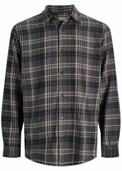 J&J Rebel Hemden|Marken|JJ REBEL Flanellhemd aus reiner Baumwolle asphalt kariert