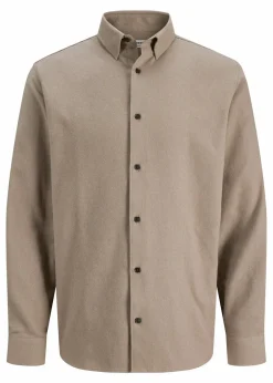 J&J Rebel Hemden|Marken|JJ REBEL Flanellhemd aus reiner Baumwolle beige