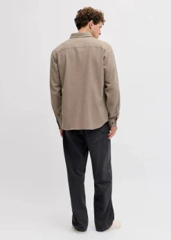 J&J Rebel Hemden|Marken|JJ REBEL Flanellhemd aus reiner Baumwolle beige