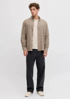 J&J Rebel Hemden|Marken|JJ REBEL Flanellhemd aus reiner Baumwolle beige