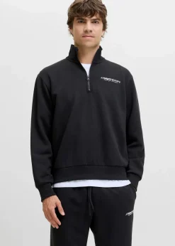 J&J Rebel Marken|Sweat|JJ REBEL Half-Zip-Sweatshirt in Regular Fit schwarz