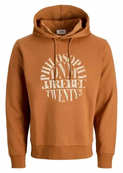 J&J Rebel Große Größen|Marken|JJ REBEL Hoodie in Regular Fit orange bedruckt