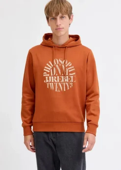 J&J Rebel Große Größen|Marken|JJ REBEL Hoodie in Regular Fit orange bedruckt