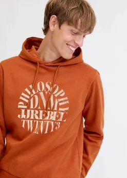 J&J Rebel Große Größen|Marken|JJ REBEL Hoodie in Regular Fit orange bedruckt