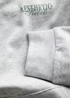 J&J Rebel Große Größen|Marken|JJ REBEL Hoodie in Regular Fit hellgrau meliert bedruckt