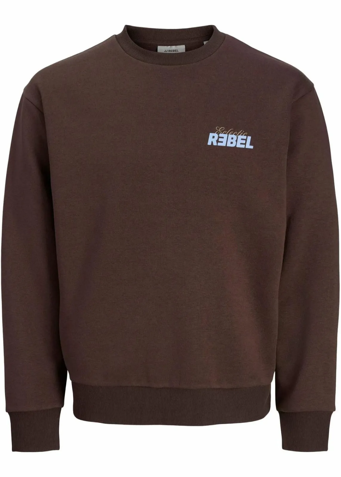 J&J Rebel Große Größen|Marken|JJ REBEL Sweatshirt aus reiner Baumwolle braun bedruckt