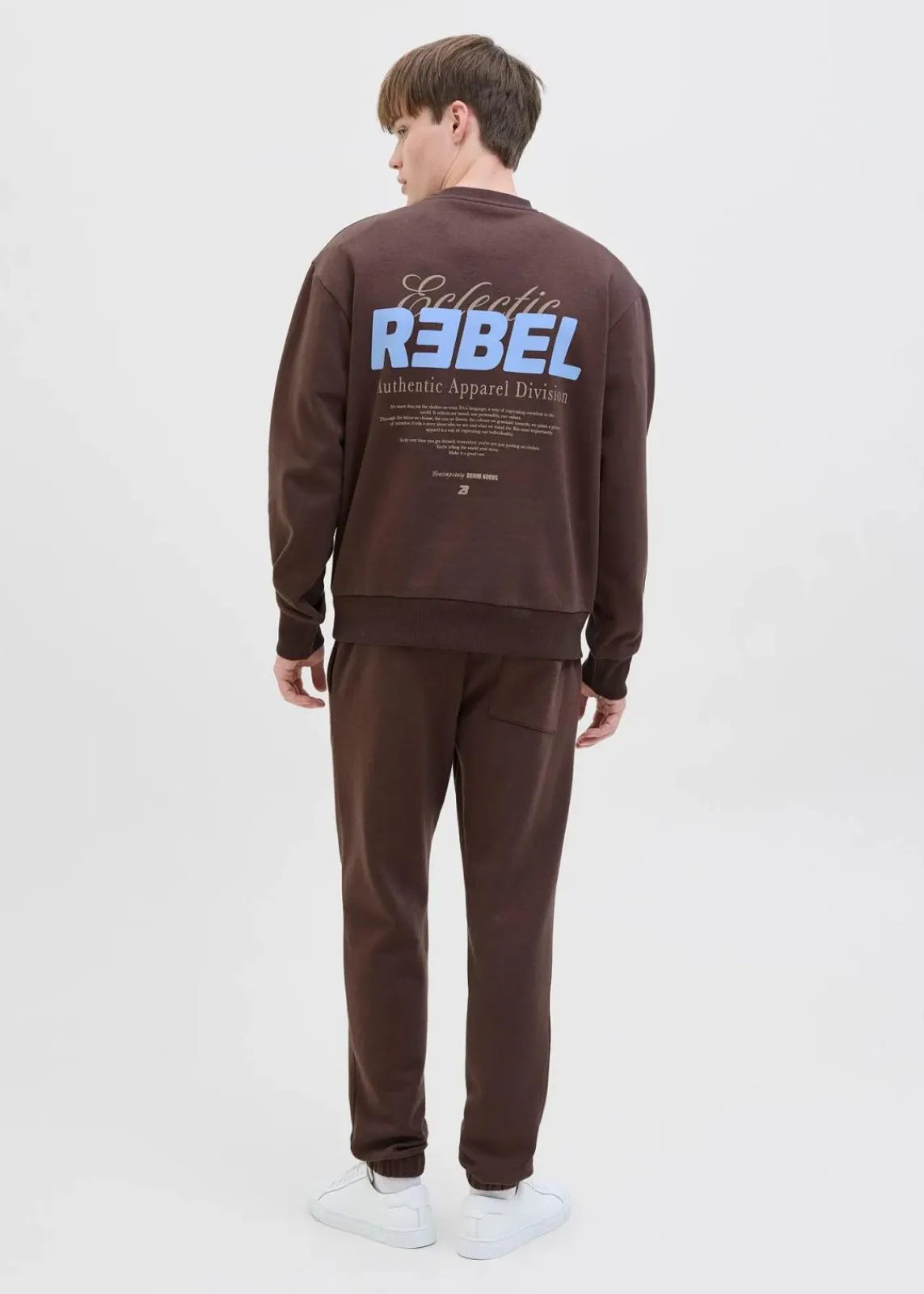 J&J Rebel Große Größen|Marken|JJ REBEL Sweatshirt aus reiner Baumwolle braun bedruckt