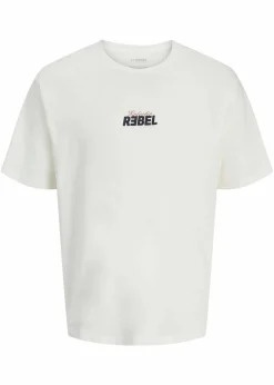 J&J Rebel Große Größen|Marken|JJ REBEL T-Shirt aus reiner Baumwolle wollweiß