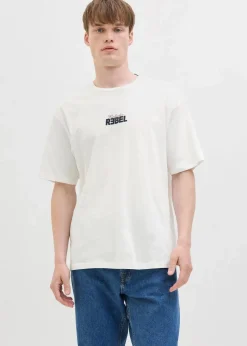 J&J Rebel Große Größen|Marken|JJ REBEL T-Shirt aus reiner Baumwolle wollweiß