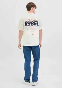 J&J Rebel Große Größen|Marken|JJ REBEL T-Shirt aus reiner Baumwolle wollweiß