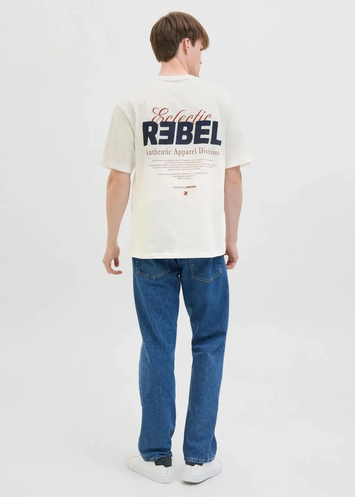 J&J Rebel Große Größen|Marken|JJ REBEL T-Shirt aus reiner Baumwolle wollweiß