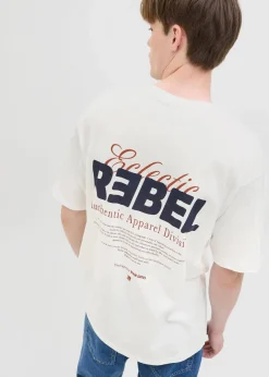 J&J Rebel Große Größen|Marken|JJ REBEL T-Shirt aus reiner Baumwolle wollweiß