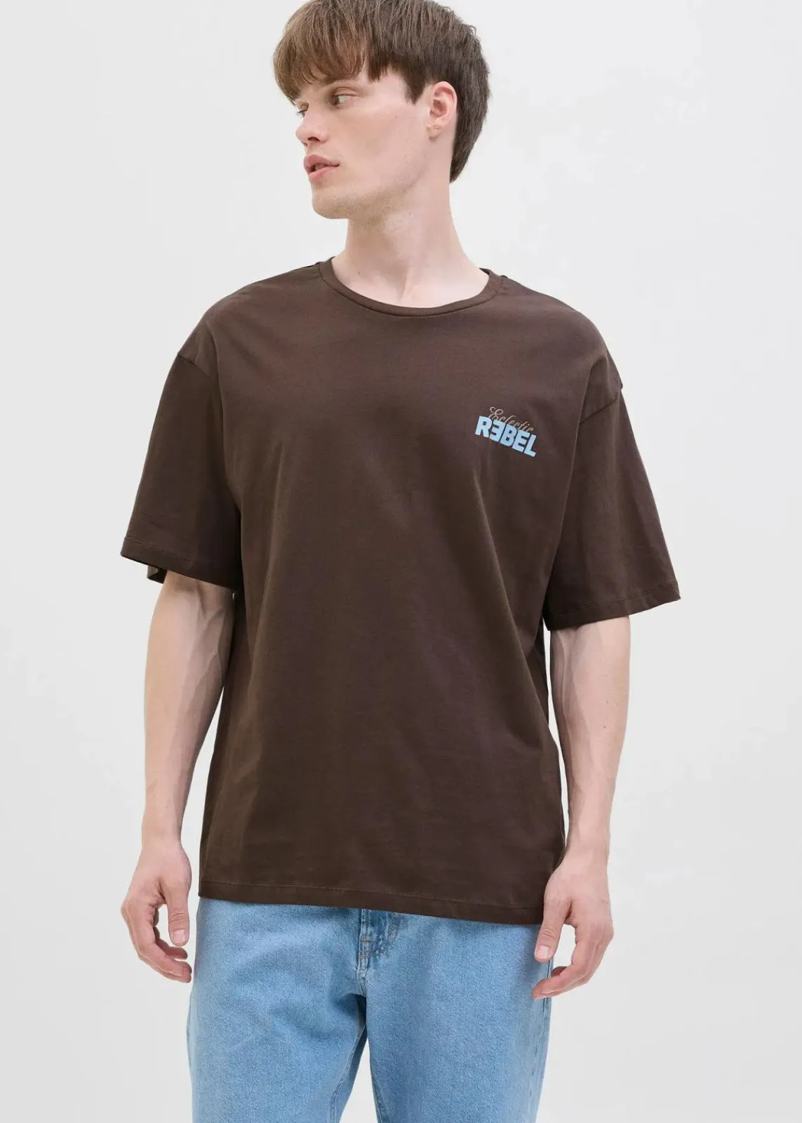 J&J Rebel Shirts & Polos|Marken|JJ REBEL T-Shirt aus reiner Baumwolle braun