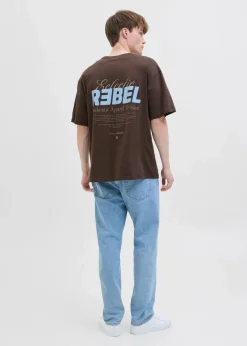 J&J Rebel Shirts & Polos|Marken|JJ REBEL T-Shirt aus reiner Baumwolle braun