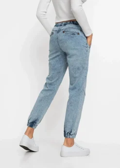 bonprix Jeans|Kurzgrößen|Jogg Jeans Mid Waist, stretch blau washed