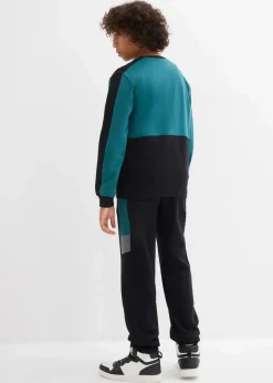 bonprix Jungen 9-16 Jahre·Bademode|Jungen 9-16 Jahre·Hosen|Jogginganzug aus reiner Bio-Baumwolle petrol/schwarz bedruckt