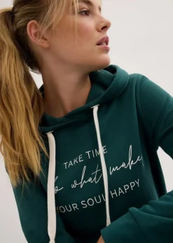 bonprix Sweat|Bekleidung·Kleider|Jogginganzug mit Long-Sweatshirt und Leggings (2-teilig) schwarz/mattgrün