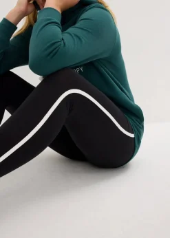 bonprix Sweat|Bekleidung·Kleider|Jogginganzug mit Long-Sweatshirt und Leggings (2-teilig) schwarz/mattgrün