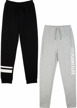 bonprix Jungen 9-16 Jahre·Mehrfachpacks|Jungen 9-16 Jahre·Hosen|Jogginghose aus weichem Baumwoll-Mix (2er Pack) schwarz+hellgrau meliert