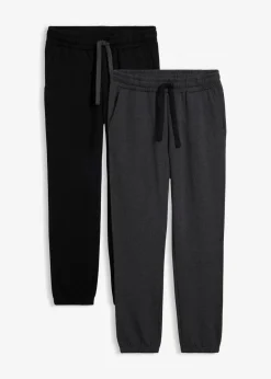 bonprix Große Größen|Basics|Jogginghose (2er Pack) schwarz+anthrazit meliert