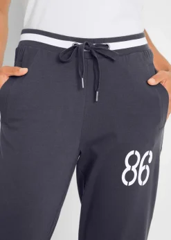 bonprix Hosen|Sweat|Jogginghose, 3/4-Länge aus Baumwollmix nachtblau bedruckt