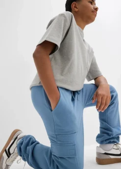 bonprix Jungen 2-8 Jahre·Nachhaltigere Materialien|Jungen 9-16 Jahre·Hosen|Jogginghose mit Cargotaschen wellenblau